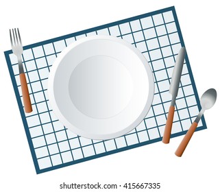  Empty Round Plate with Fork and Knife illustration vector 