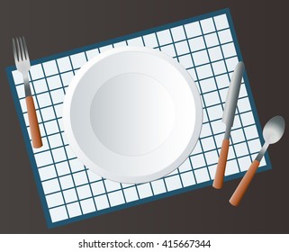  Empty Round Plate with Fork and Knife illustration vector 