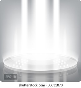  Empty round shelf for exhibition. Backlit.3d.High-tech.Eps10 vector.