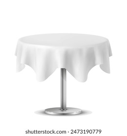 Empty Round Table with Tablecloth Isolated on White Background. Vector illustration