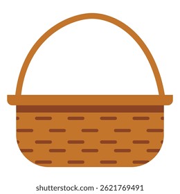 Empty Round Wicker Basket Illustration