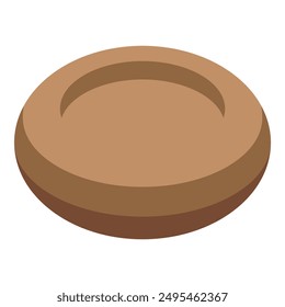 Empty round wooden plate for serving food is waiting on the table