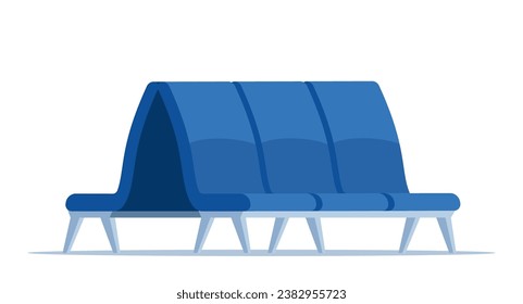 Leere Sitzreihen, Element der Flughafenlounge Innere. Terminal Wartezimmer Dreibettzimmer. Liegestühle für Abfahrt. Vektorgrafik