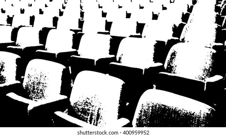 Empty rows of theater or movie seats.