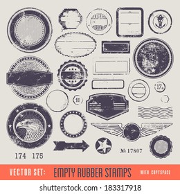 empty rubber stamps with copyspace for your text and/or illustration