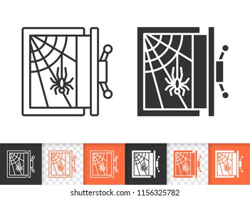 Empty safe black linear and silhouette icons. Thin line sign of crisis. Business bankrupt outline pictogram isolated on white, transparent background. Vector Icon of empty safe simple symbol closeup