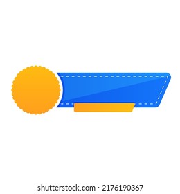 Etiqueta De Venta Vacía O Elemento De Etiqueta En Color Amarillo Y Azul Cromado.
