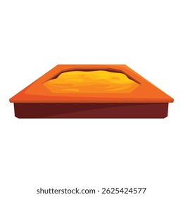 Caja de arena vacía está esperando a los niños para jugar en el sol de verano