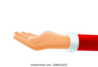 Empty Santa Claus palm. 3d vector illustration 