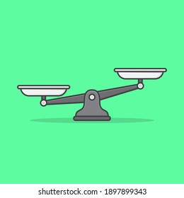 Empty Scales Balance Vector Icon Illustration. Bowls Of Scales Flat Icon