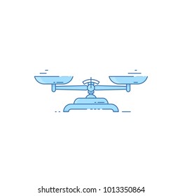 Empty scales in balance. Vector illustration. Flat linear design.