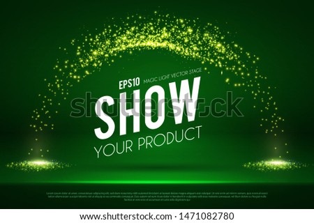Empty scene with magic spotlights. Ad and promotion design template.