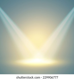 Empty scene with spotlights. Vector illustration