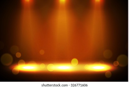 Empty scene with spotlights. Vector illustration