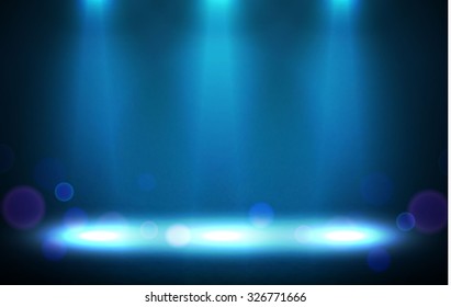 Empty scene with spotlights. Vector illustration