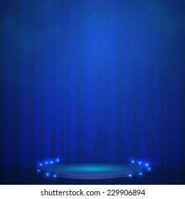 Empty scene with stage curtain. Vector illustration