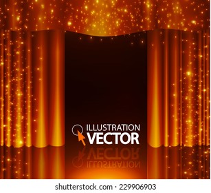 Empty scene with stage curtain. Vector illustration