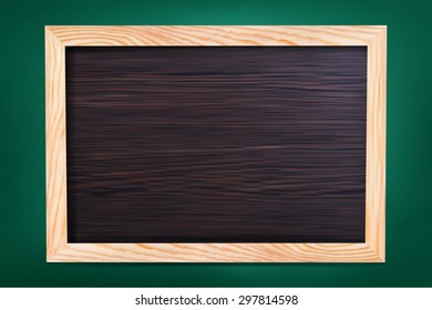 Empty school board in wooden frame. Vector eps 10