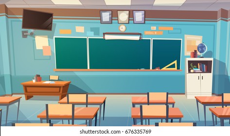 Empty School Class Room Interior Board Stock Vector (Royalty Free ...