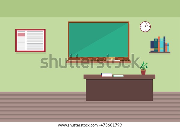 Empty School Class Room Interior Flat Stock Vector Royalty Free 473601799 