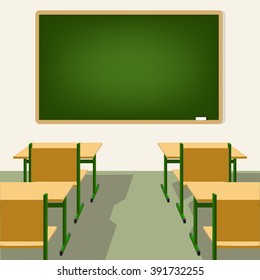 Empty School Classroom Blackboard Desks Stock Vector (Royalty Free ...