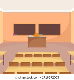 Empty school classroom flat design vector