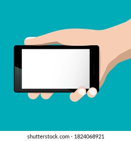 Teléfono móvil con pantalla vacía en mano - Vector
