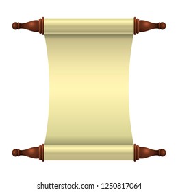 An empty scroll is an unfolded scroll unrolled vertically. Vector illustration.