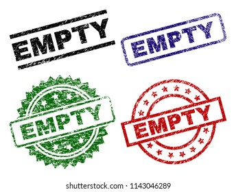 EMPTY seal prints with distress texture. Black, green,red,blue vector rubber prints of EMPTY tag with retro texture. Rubber seals with circle, rectangle, medallion shapes.