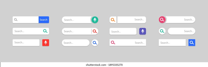 Empty search box for web address. Search for information on the Internet. Different colors.