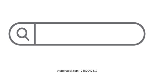 Empty search browser bar with magnifying glass icon, isolated on white, vector illustration