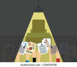 An empty seat with lot of Job applicants vector