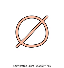 Empty set hand drawn icon. mathematical symbol isolated on white background