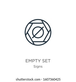 Empty set icon. Thin linear empty set outline icon isolated on white background from signs collection. Line vector sign, symbol for web and mobile