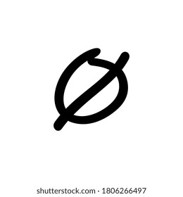 Empty set illustration, mathematics symbol design, isolated on white background