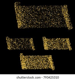 Empty sheet of golden confetti with twisted edges. Can be used as a title, layout, banner design and so on.  Vector