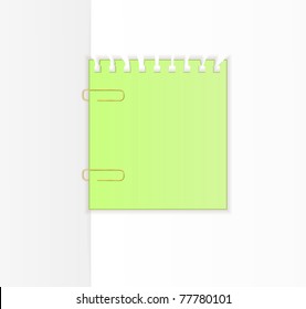 The empty sheets of paper fastened by a paper clip. Vector illustration