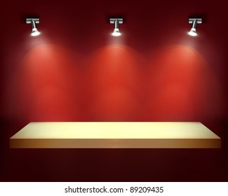 Empty shelf for exhibit. Vector illustration.