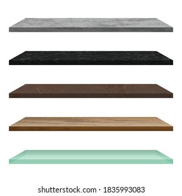 Empty shelf made of different materials