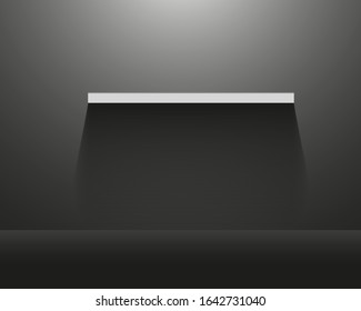 Empty shelf on dark wall in the room vector image