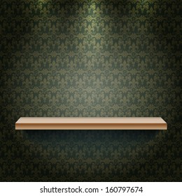 Empty shelf on the wall with ornamental 