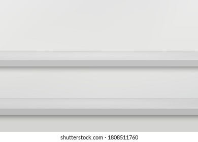 Empty shelf on white wall, store mockup background
