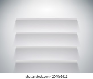 empty shelf on white wall
