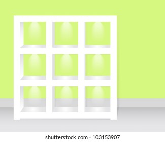 Empty shelves c backlight for your home or business. EPS10. Vector illustration.