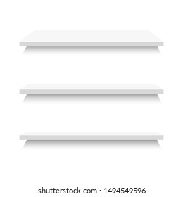 Empty shelves in gray colors for shop isolated on white background. Vector illustration.