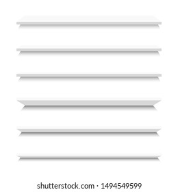Empty shelves in gray colors for shop isolated on white background. Vector illustration.