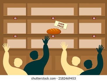 Empty Shelves In Stores, Expensive Food, Rising Prices For Bread, Wheat And Food, Queues In The Store, Shortage Of Goods, Global Food Crisis Due To War And Covid 19