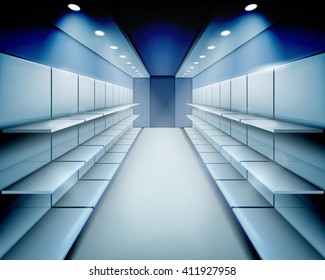 Empty shelves. Vector illustration.