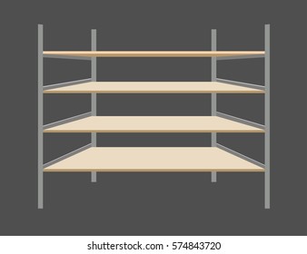 Empty shelves. Vector illustration