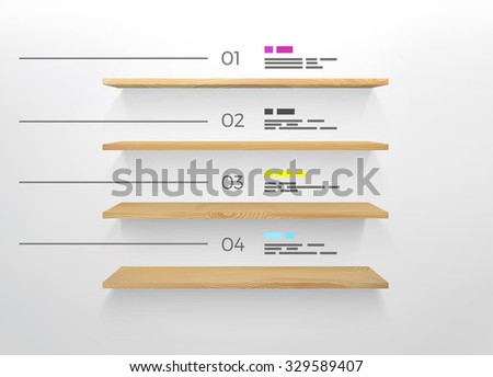 Empty Shelves Vector Illustration With Wooden Texture for Your Content